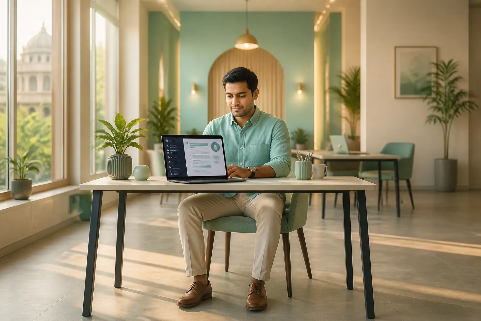 Indian business owner reviewing AI search results for their local business